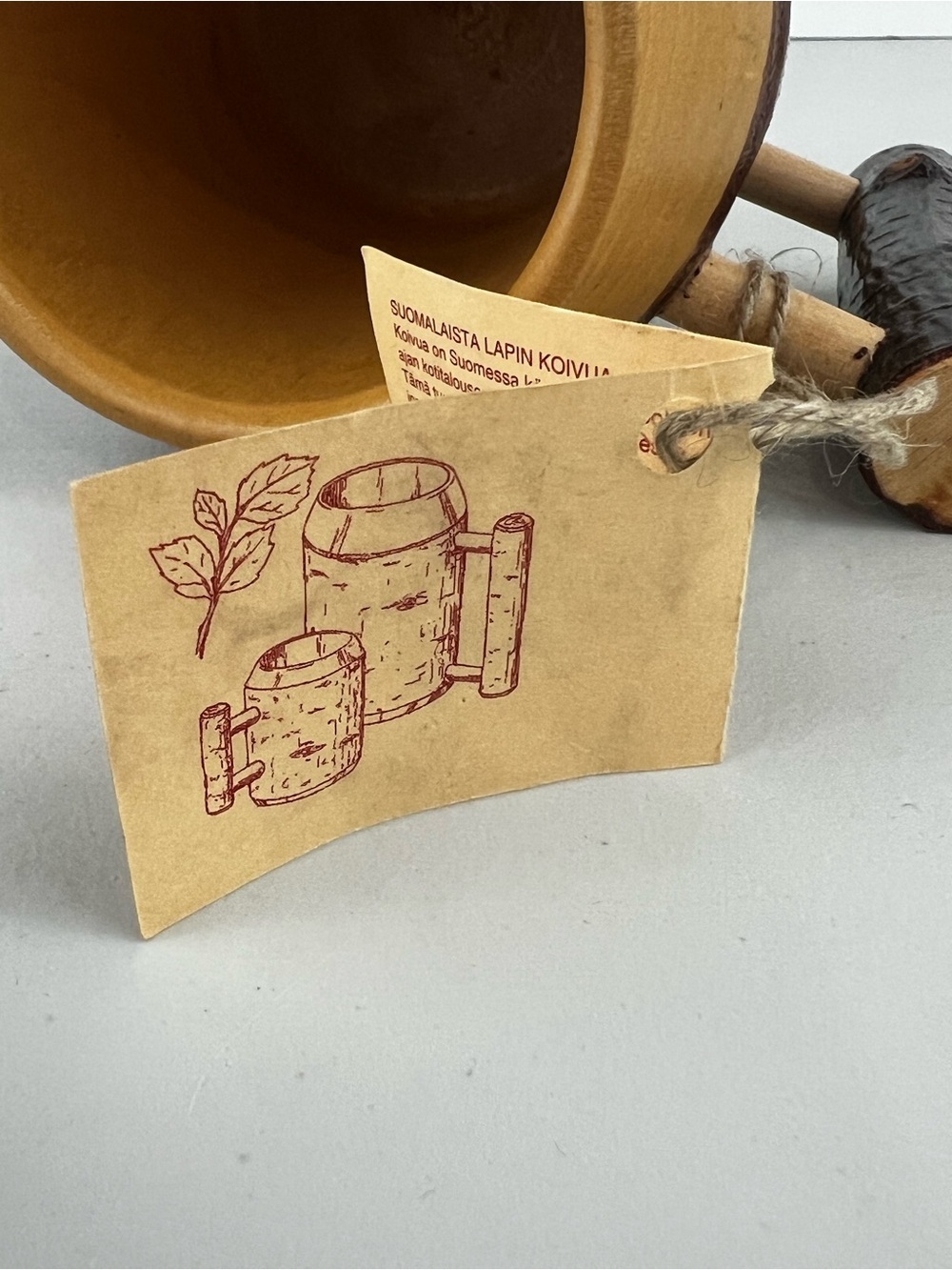 LAPPITUOTE Finland Vintage Handmade Wooden Bark Mug - Picture 9 of 11
